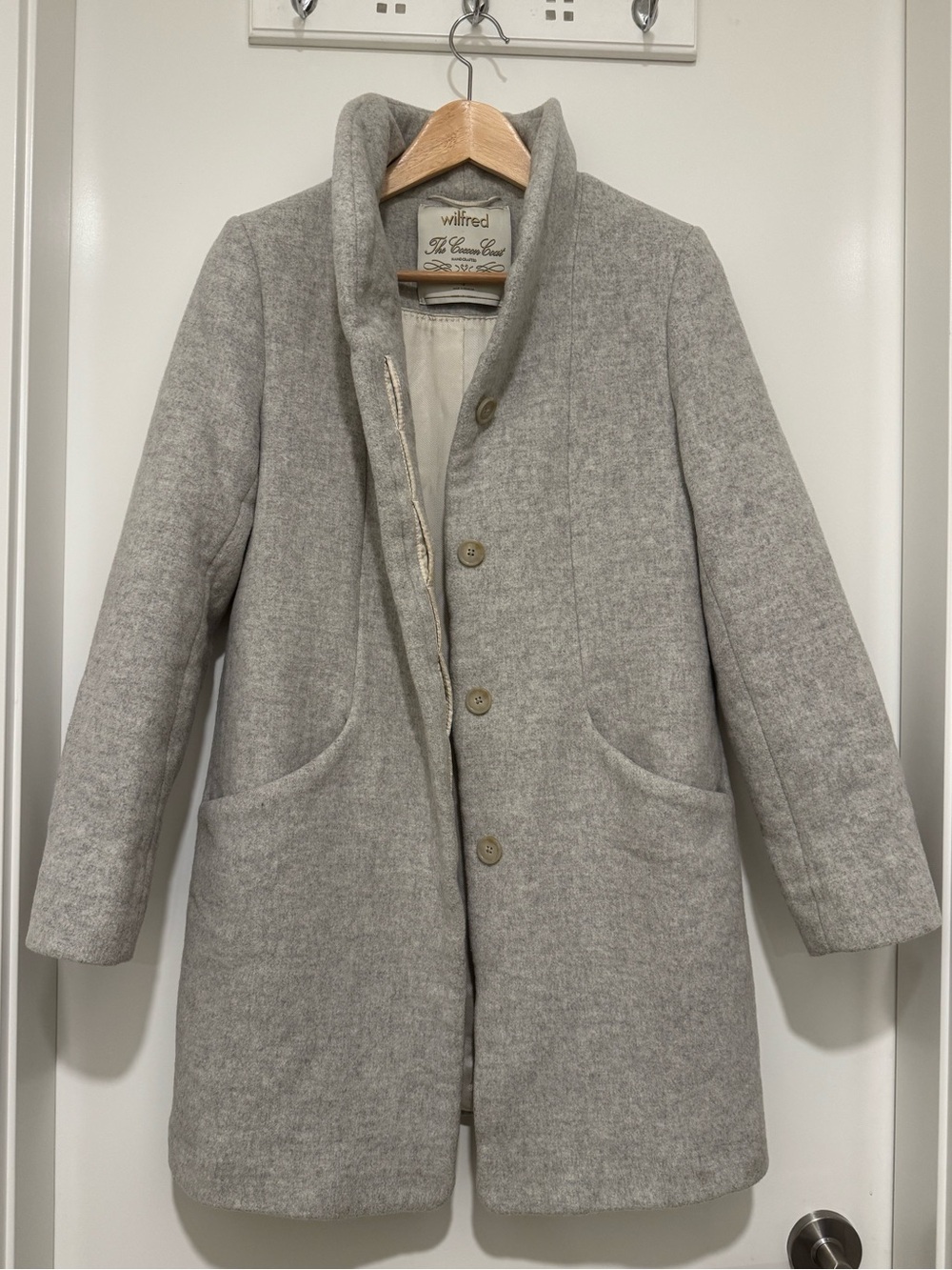Wilfred Aritzia Cocoon Coat Wool Cashmere Grey Size S Article 4BS60